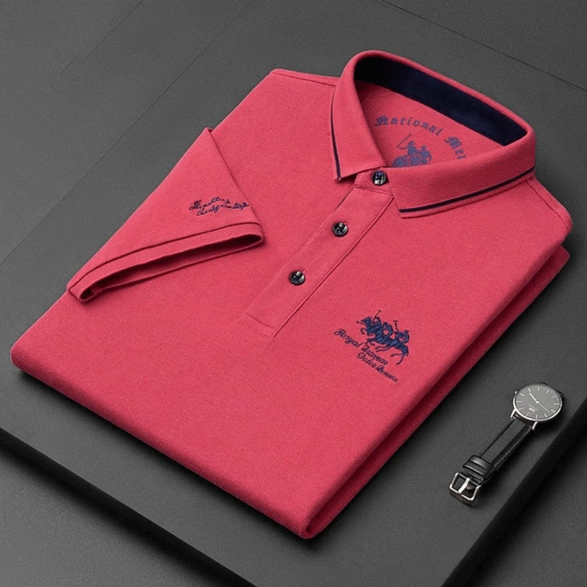 Magnus | Herre kortærmet poloshirt broderet slim-fit krave