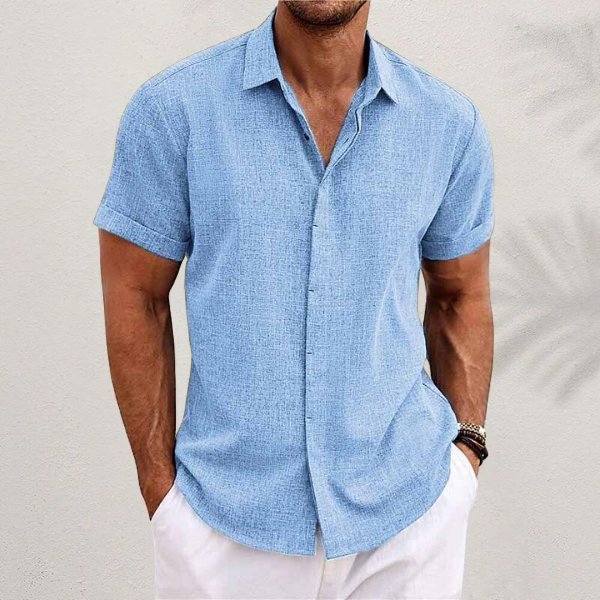 Christian | Herre Linen Kortærmet Skjorte Regular Fit Casual