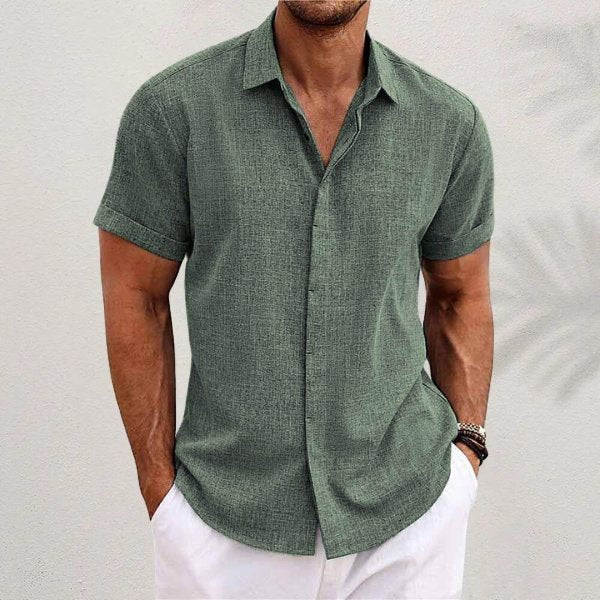 Christian | Herre Linen Kortærmet Skjorte Regular Fit Casual