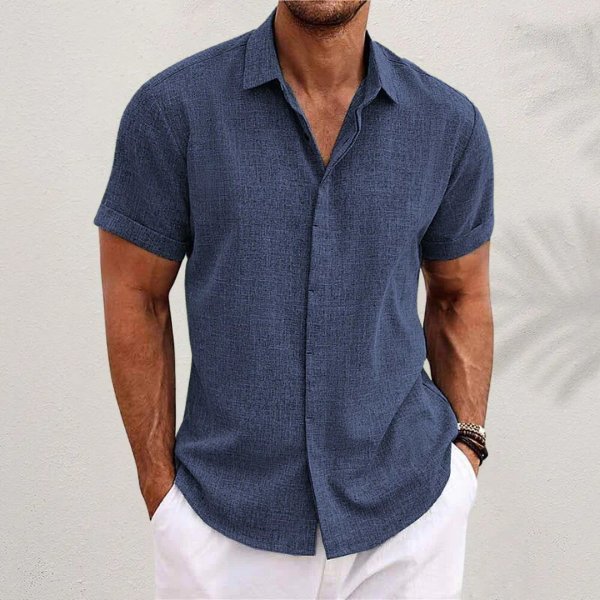 Christian | Herre Linen Kortærmet Skjorte Regular Fit Casual