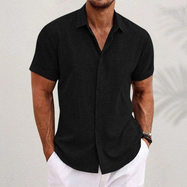 Christian | Herre Linen Kortærmet Skjorte Regular Fit Casual