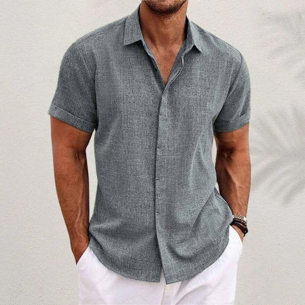 Christian | Herre Linen Kortærmet Skjorte Regular Fit Casual