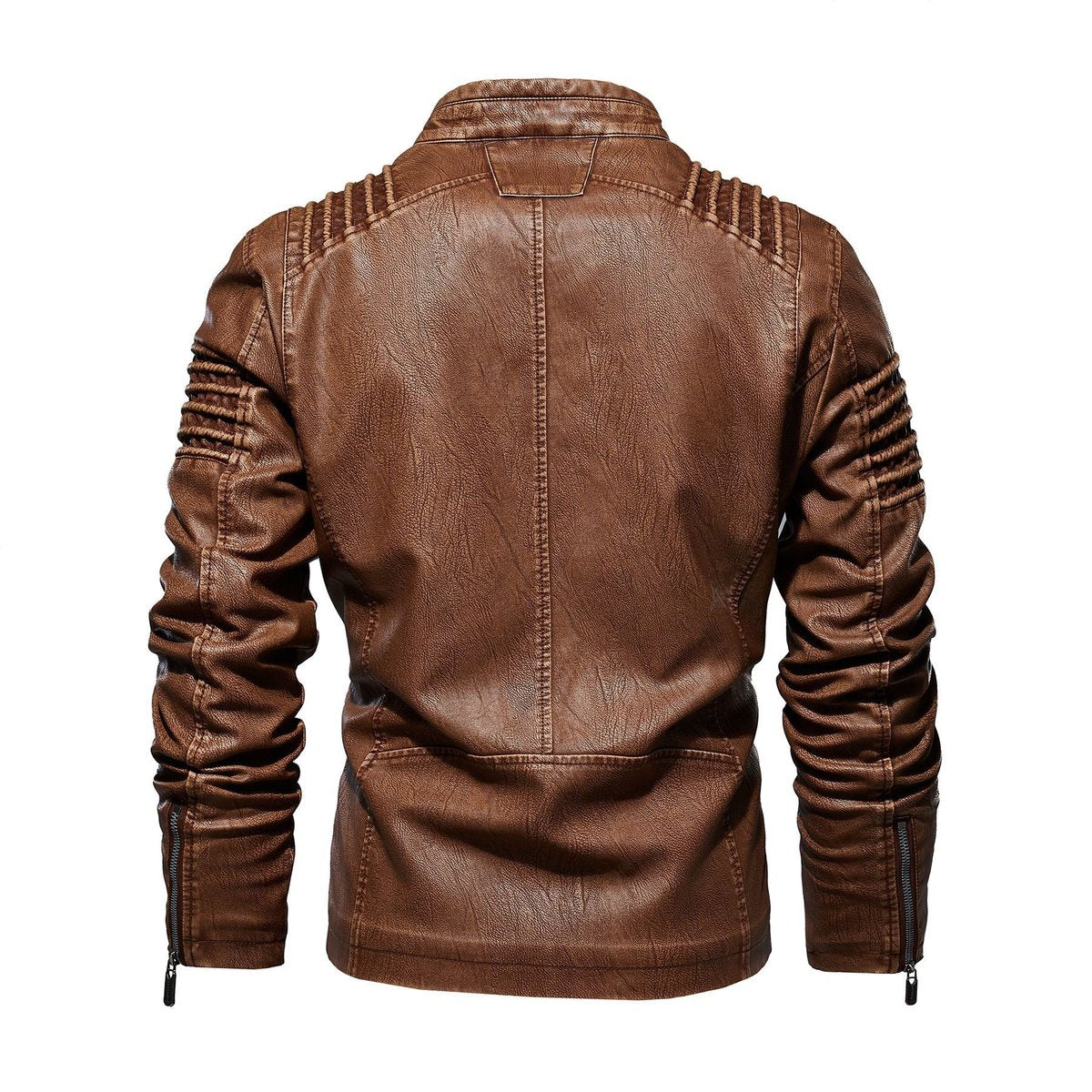 Victor | Herre motorcykel leather jacket strukturerede skuldre lynlås