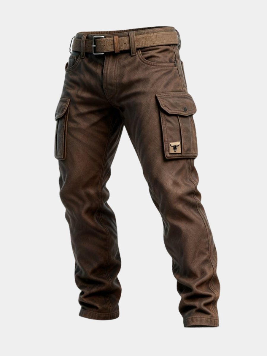 Aksel | Herre Slim-Fit Tapered Cargobukser Sidelommer Bull-Patch
