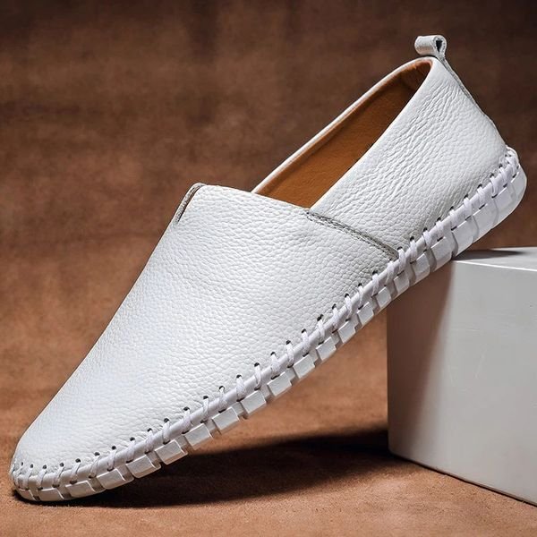 Frederik | Herre Slip-on Pebbled Læder Loafers Kontrastsyning