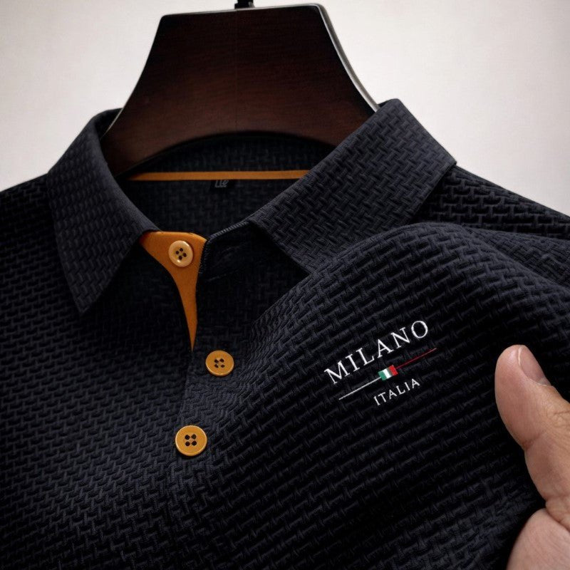Malthe | Herre Struktureret Polo Shirt Med Kontrast Knapper