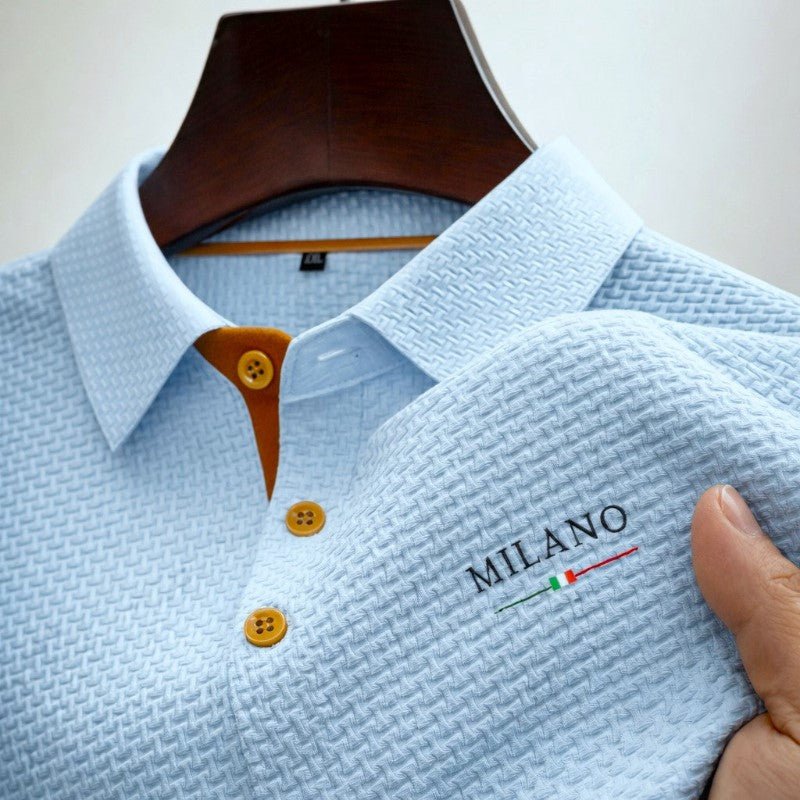 Malthe | Herre Struktureret Polo Shirt Med Kontrast Knapper