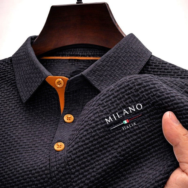 Malthe | Herre Struktureret Polo Shirt Med Kontrast Knapper