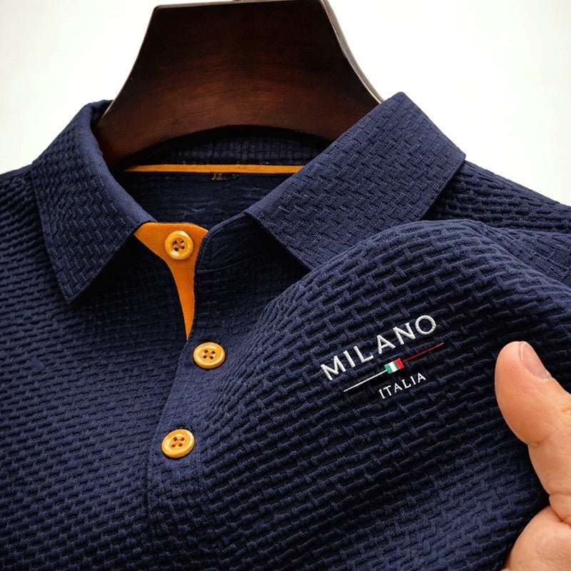 Malthe | Herre Struktureret Polo Shirt Med Kontrast Knapper