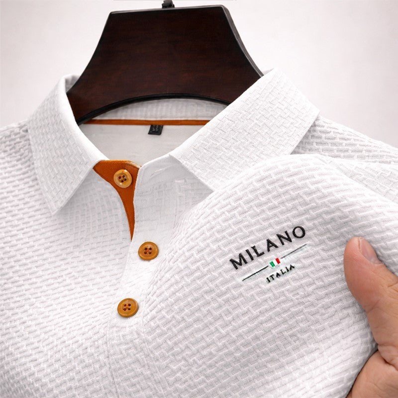 Malthe | Herre Struktureret Polo Shirt Med Kontrast Knapper