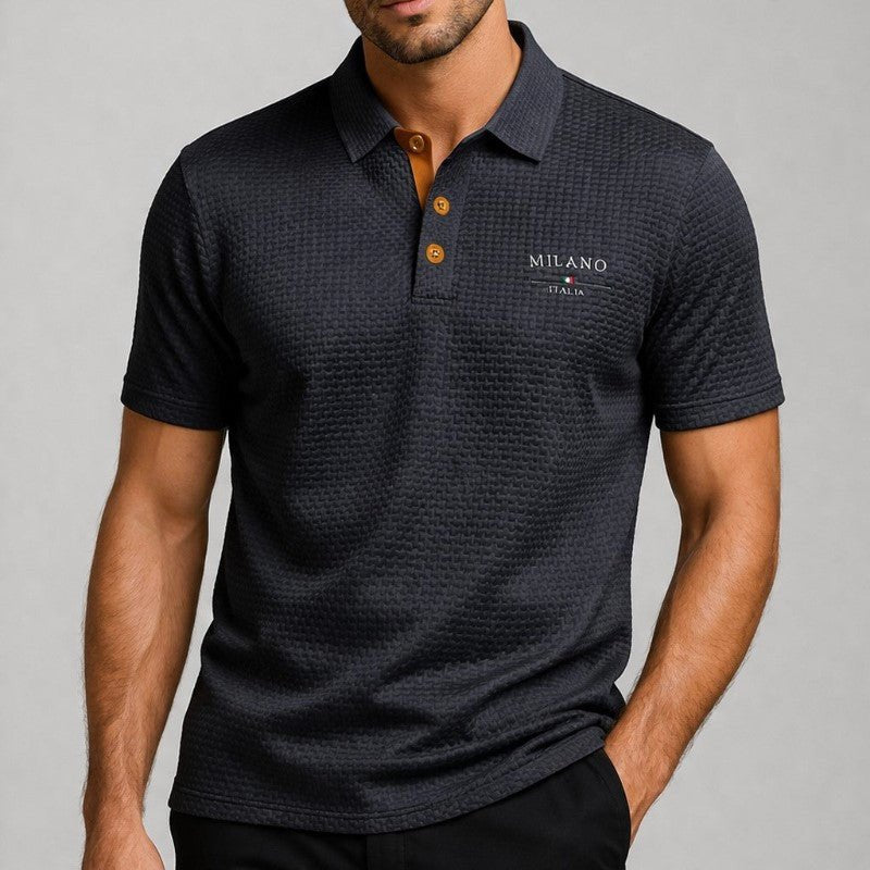 Malthe | Herre Struktureret Polo Shirt Med Kontrast Knapper