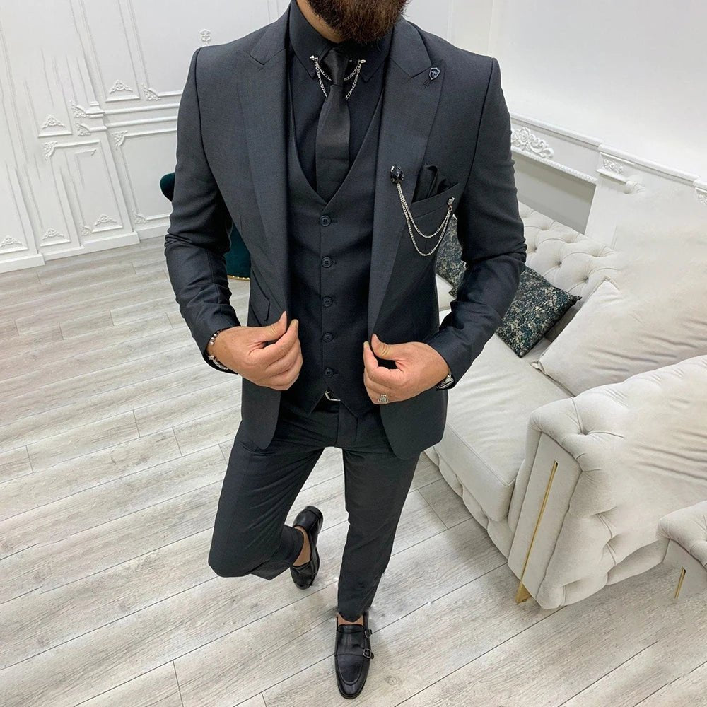 Henrik | Herre Tre-Delt Jakkesæt Single-Breasted Notched Lapel