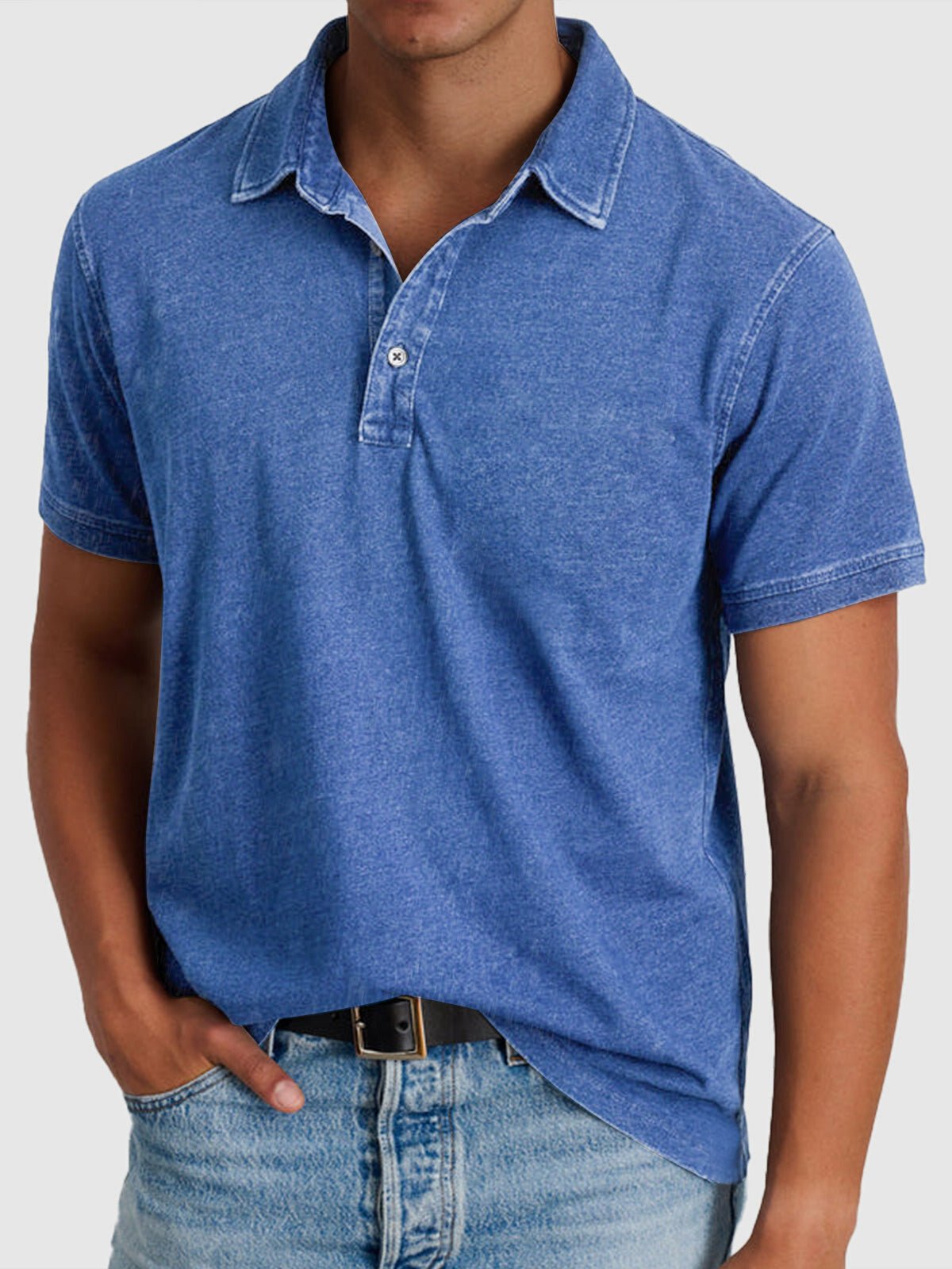 Oscar | Herrer Kortærmet Polo Shirt Denim-Bomuld Regular Fit