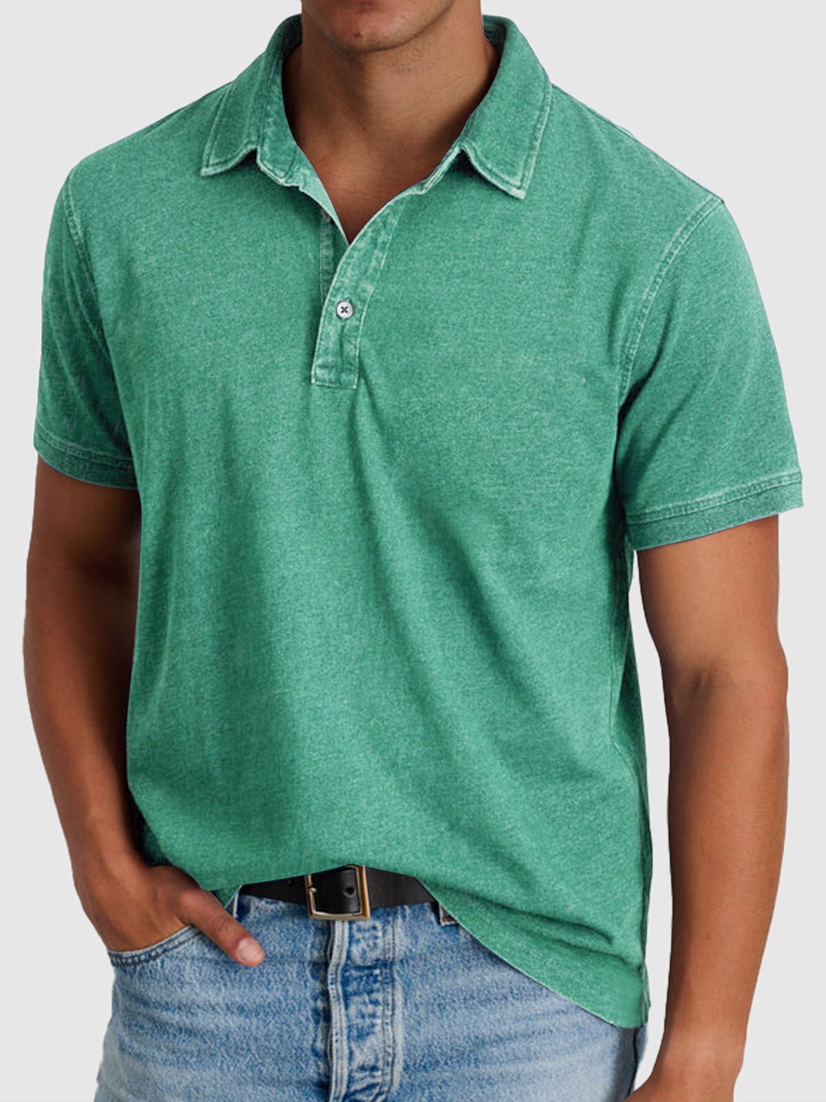 Oscar | Herrer Kortærmet Polo Shirt Denim-Bomuld Regular Fit
