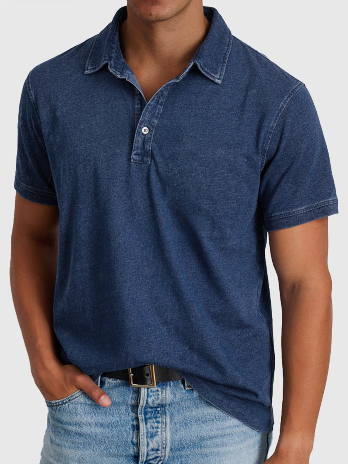 Oscar | Herrer Kortærmet Polo Shirt Denim-Bomuld Regular Fit