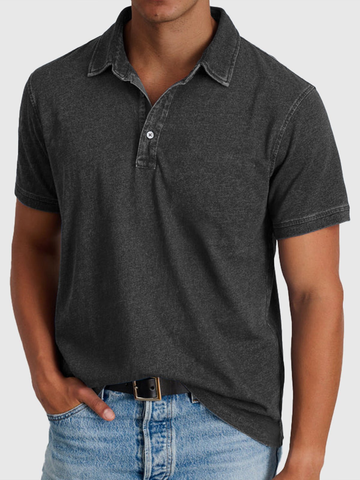 Oscar | Herrer Kortærmet Polo Shirt Denim-Bomuld Regular Fit