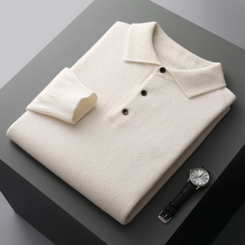 Henrik | Herres Langærmet Regular-Fit Strikket Polo Sweater