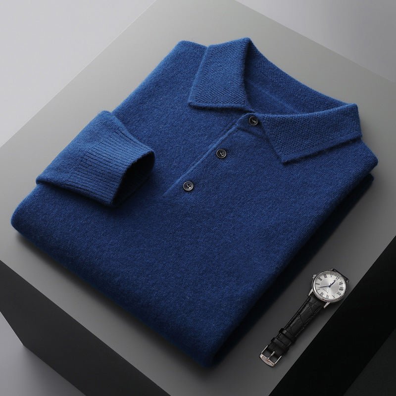 Henrik | Herres Langærmet Regular-Fit Strikket Polo Sweater