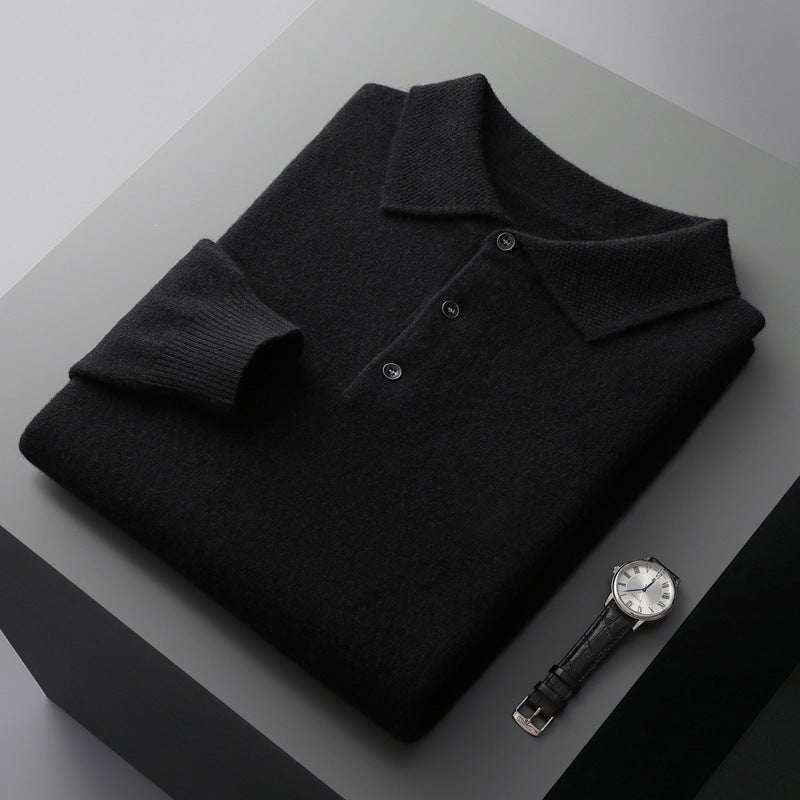 Henrik | Herres Langærmet Regular-Fit Strikket Polo Sweater