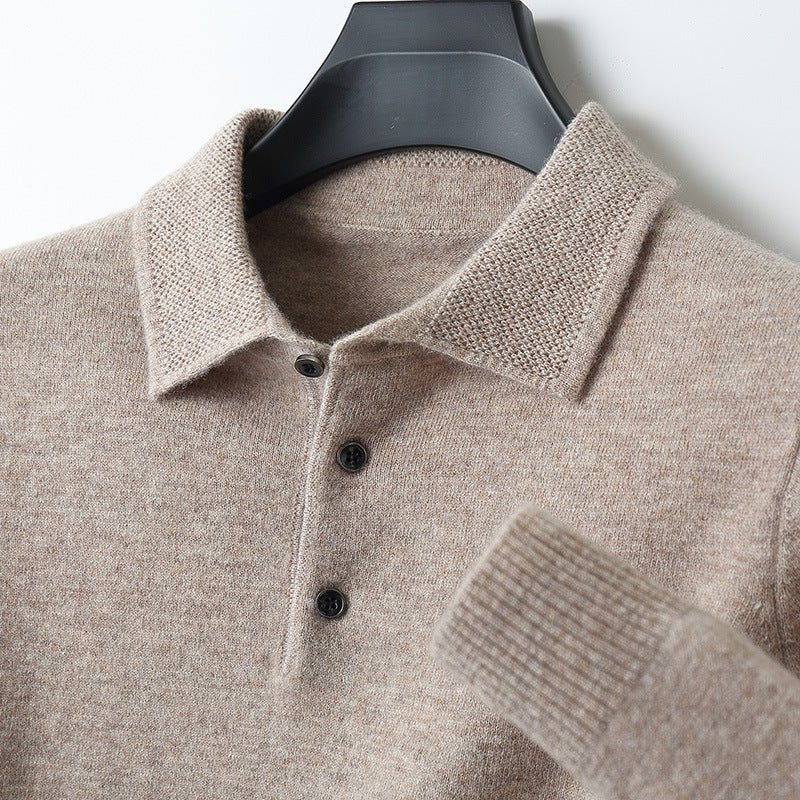 Henrik | Herres Langærmet Regular-Fit Strikket Polo Sweater