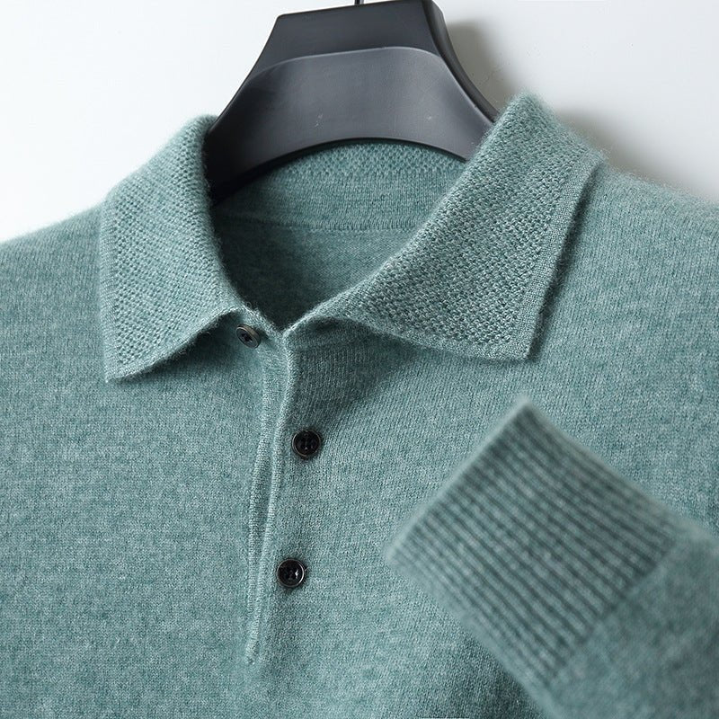 Henrik | Herres Langærmet Regular-Fit Strikket Polo Sweater