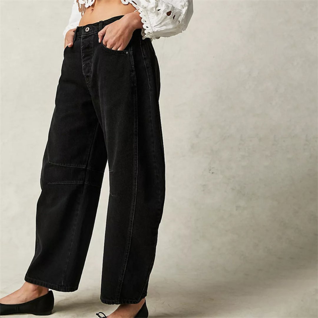 Olivia | Kvinders Cropped Barrel Leg Denim Jeans Mid-Rise