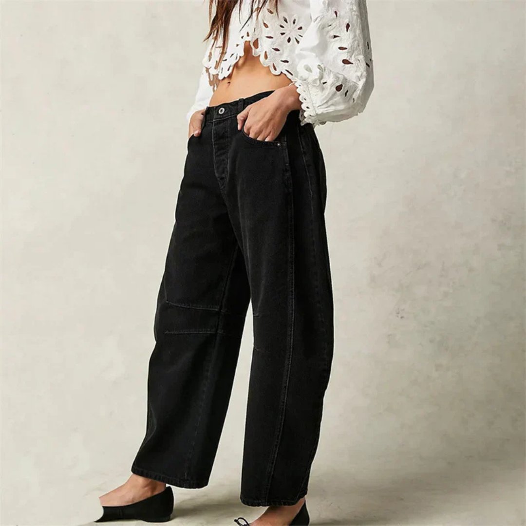 Olivia | Kvinders Cropped Barrel Leg Denim Jeans Mid-Rise