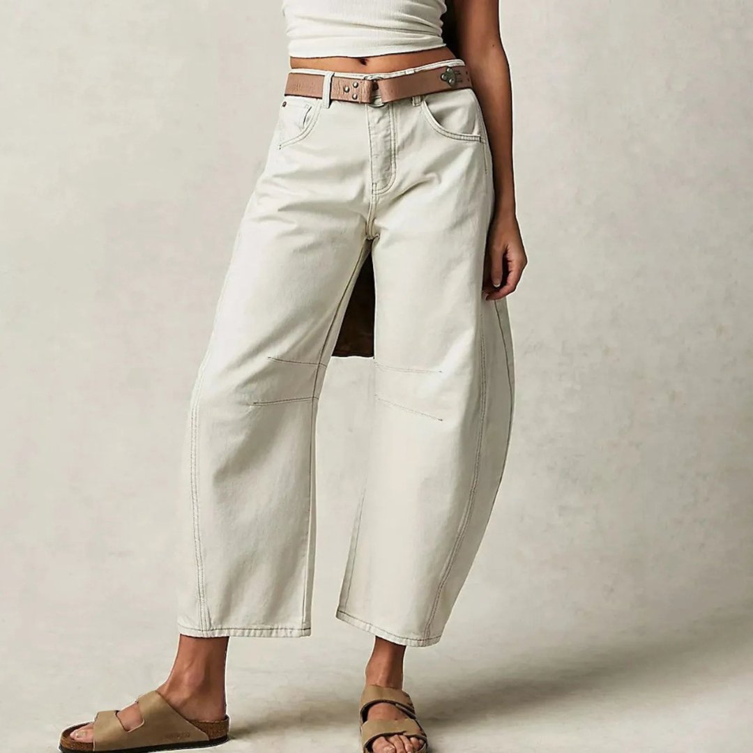 Olivia | Kvinders Cropped Barrel Leg Denim Jeans Mid-Rise