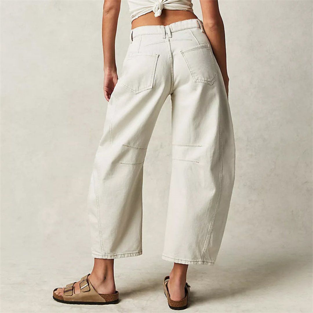 Olivia | Kvinders Cropped Barrel Leg Denim Jeans Mid-Rise