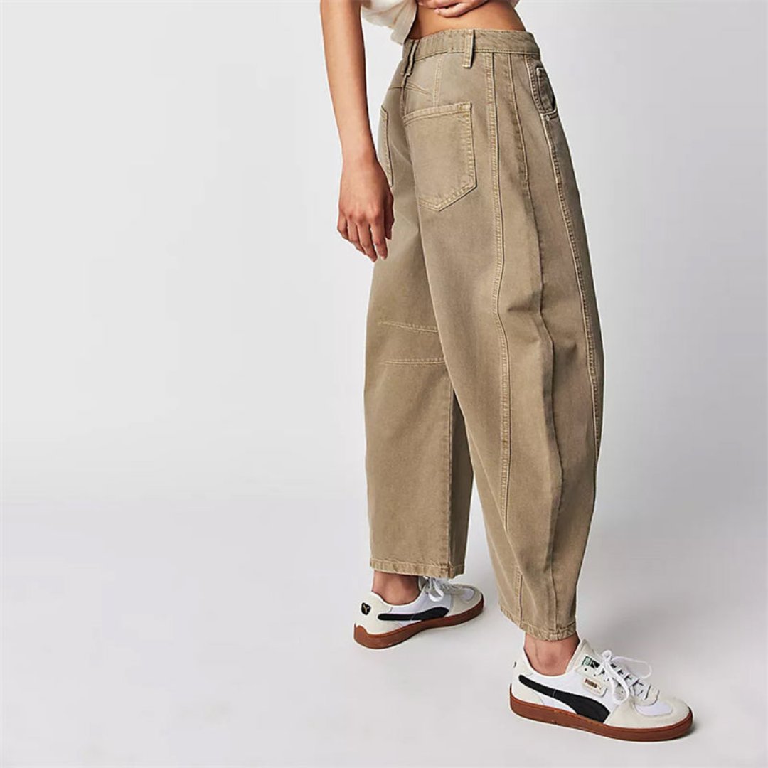 Olivia | Kvinders Cropped Barrel Leg Denim Jeans Mid-Rise