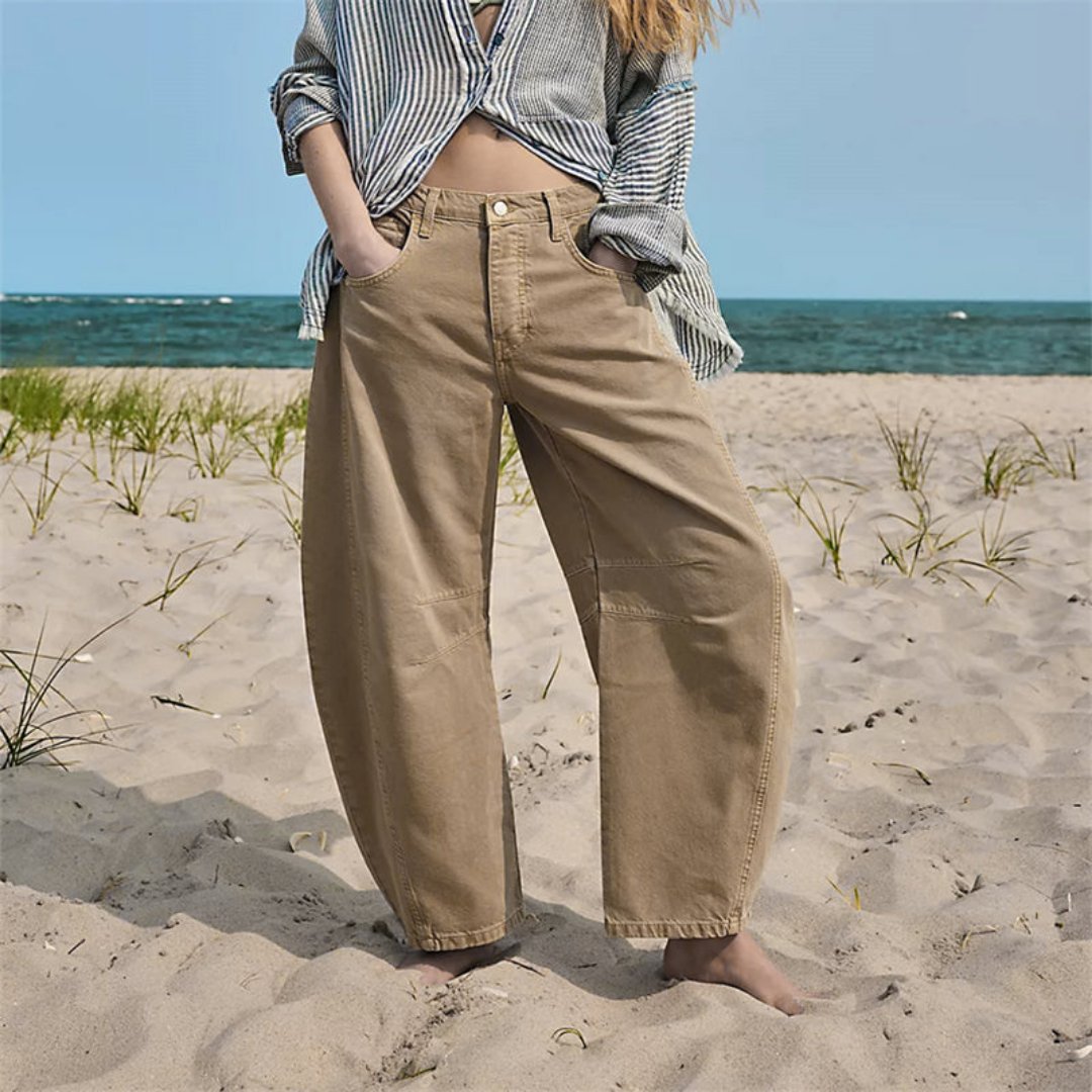 Olivia | Kvinders Cropped Barrel Leg Denim Jeans Mid-Rise