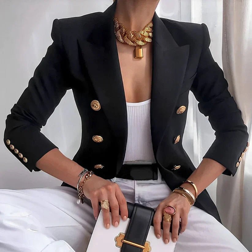 Anna | Kvinders Dobbeltbrystet Blazer med Guldknapper