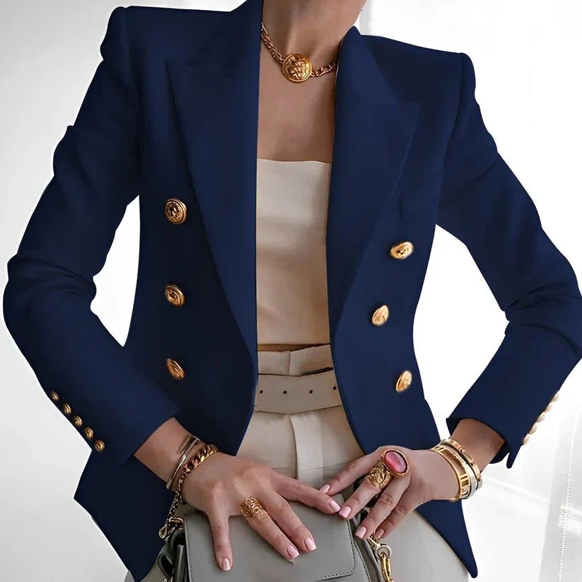 Anna | Kvinders Dobbeltbrystet Blazer med Guldknapper