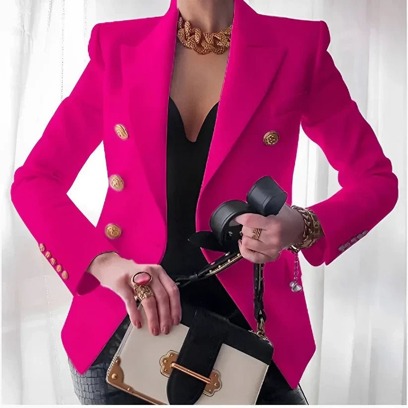 Anna | Kvinders Dobbeltbrystet Blazer med Guldknapper