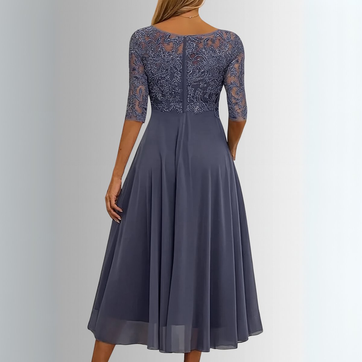 Nora | Kvinders Elegante Blondekjoler Chiffon Festkjole Halværme