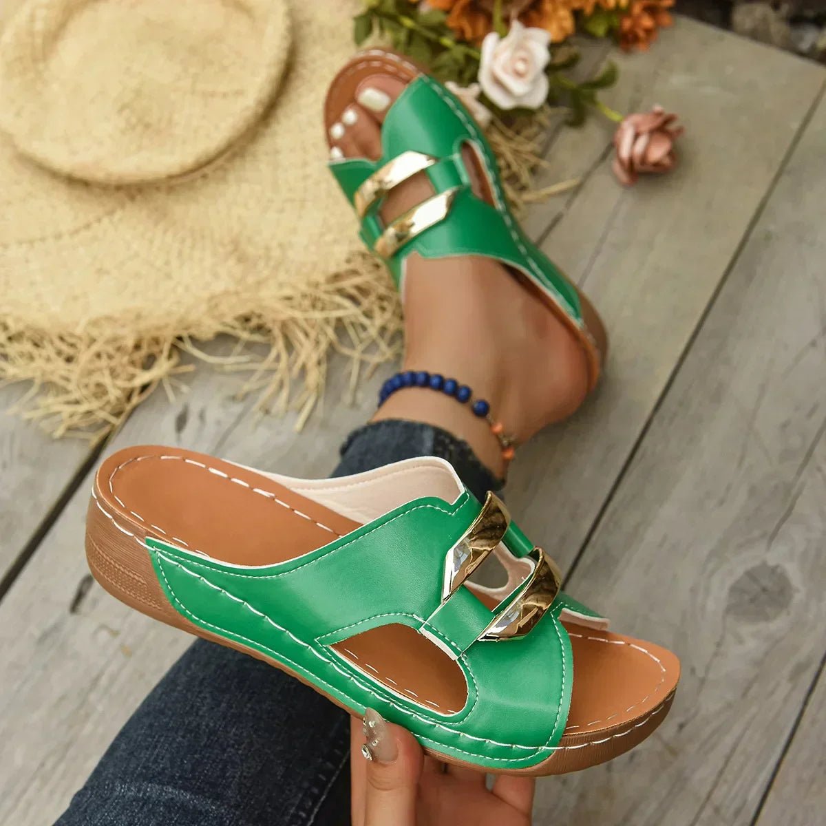 Emma | Kvinders Ortopædiske Kilehæl Slip-On Sandaler Veganske