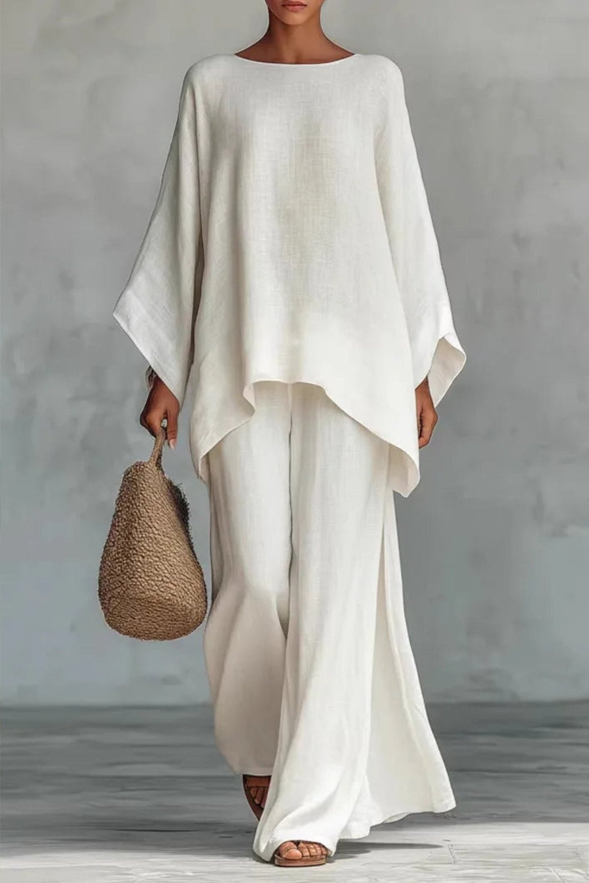 Sofia | Kvinders Oversized Linned Batwing-Top Wide-Leg Bukser Sæt