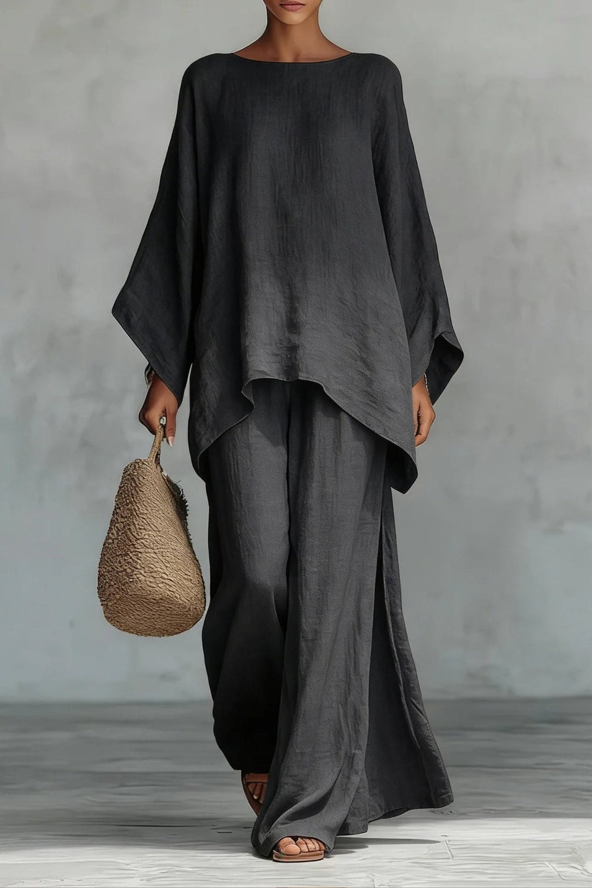 Sofia | Kvinders Oversized Linned Batwing-Top Wide-Leg Bukser Sæt
