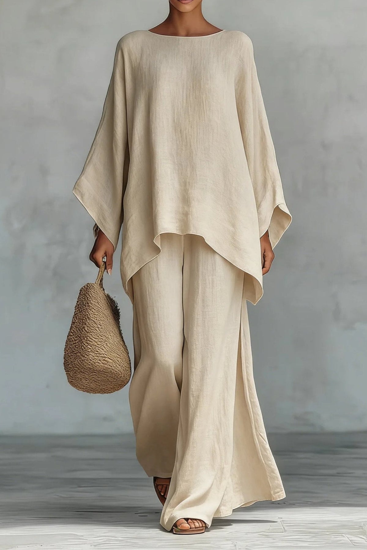 Sofia | Kvinders Oversized Linned Batwing-Top Wide-Leg Bukser Sæt