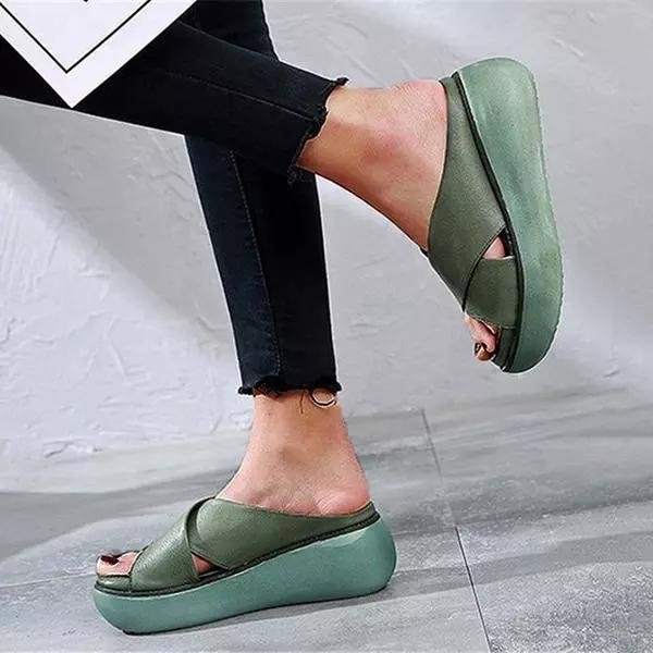 Josefine | Kvinders Polstrede Krydsrem Flade Sandaler