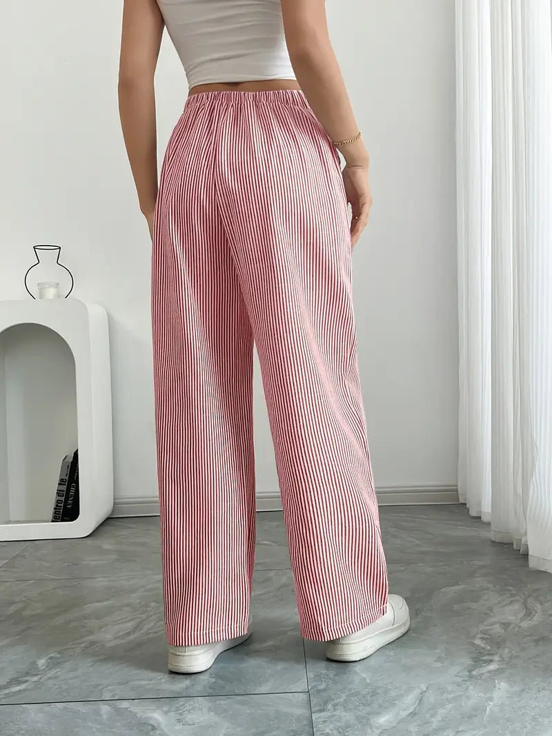 Clara | Linen Bukser Stribede Wide Leg med Lommer