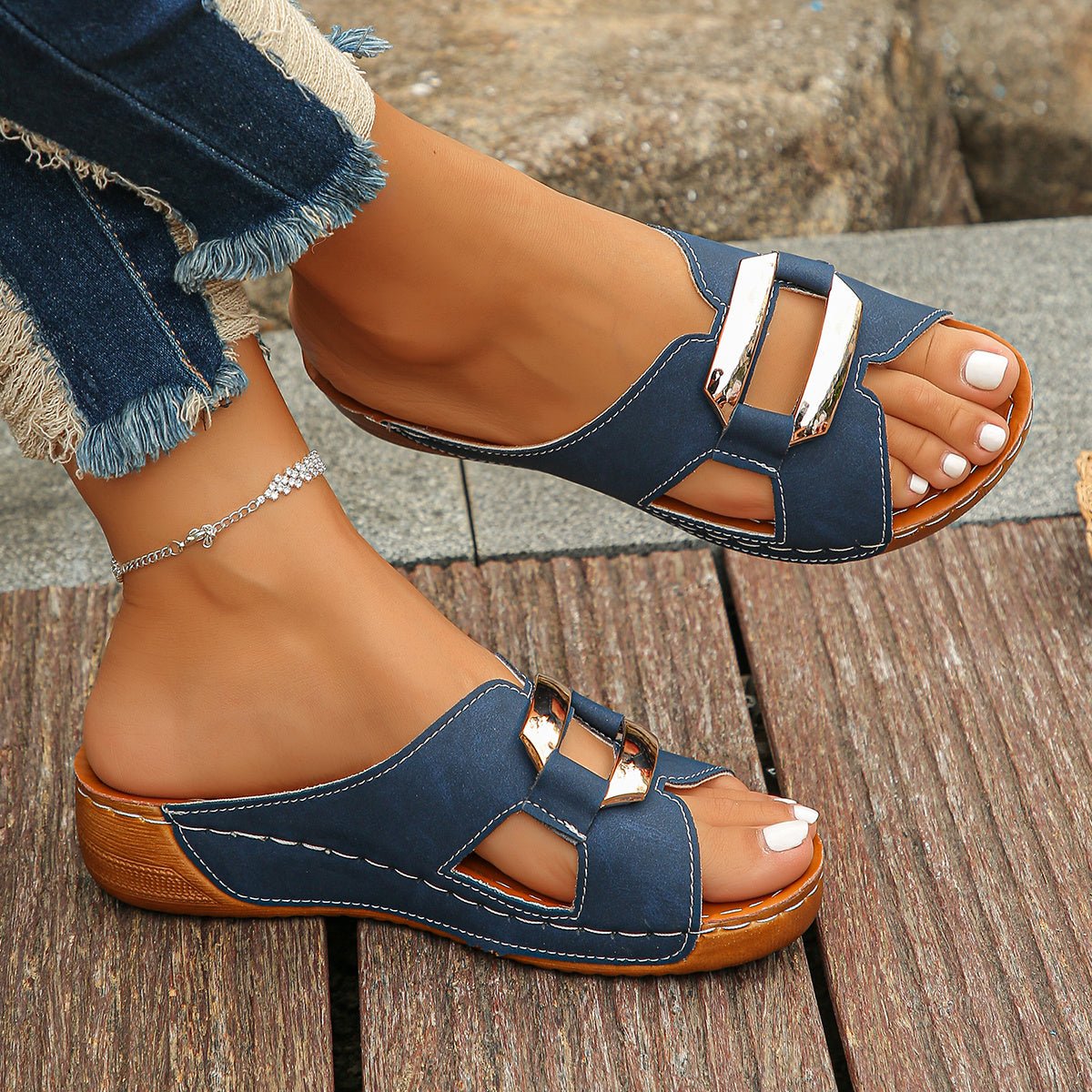 Freja | Orthopædiske Sandaler Slip-On Platform Spænde