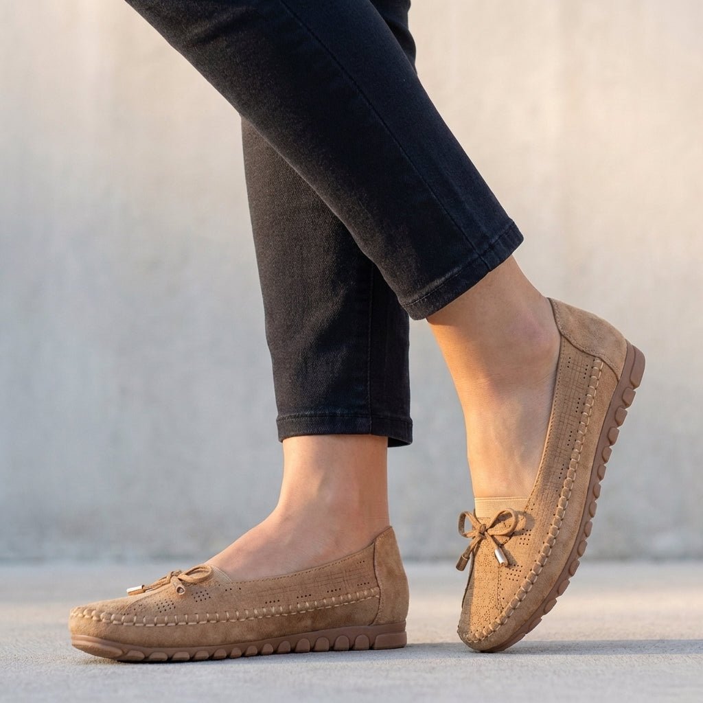 Agnes | Ortopædiske Loafers Perforeret Slip-On Komfort Sløjfe