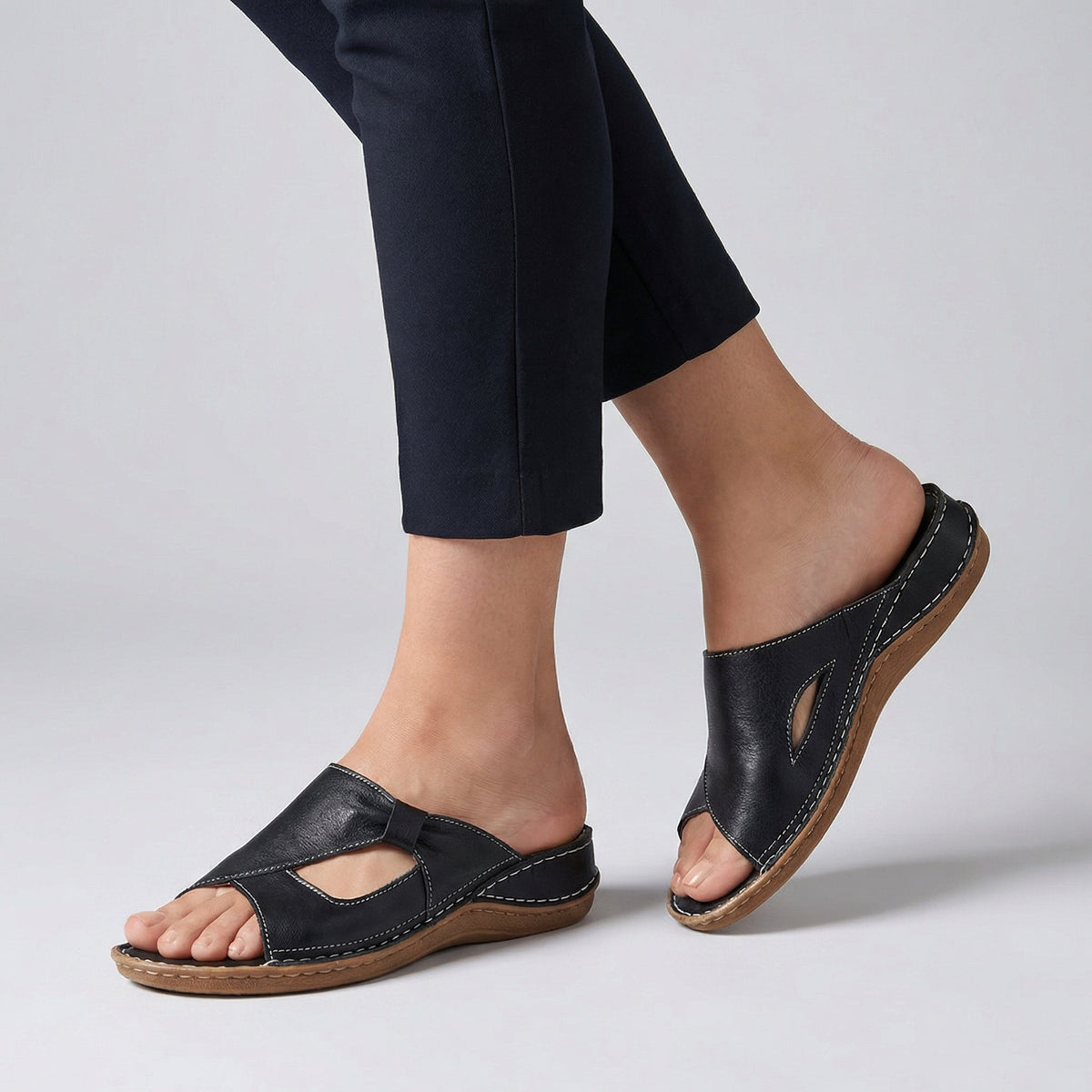 Laura | Ortopædiske Sandaler Åben Tå Slip-On Dame Læder