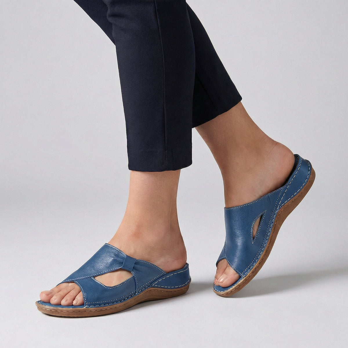 Laura | Ortopædiske Sandaler Åben Tå Slip-On Dame Læder