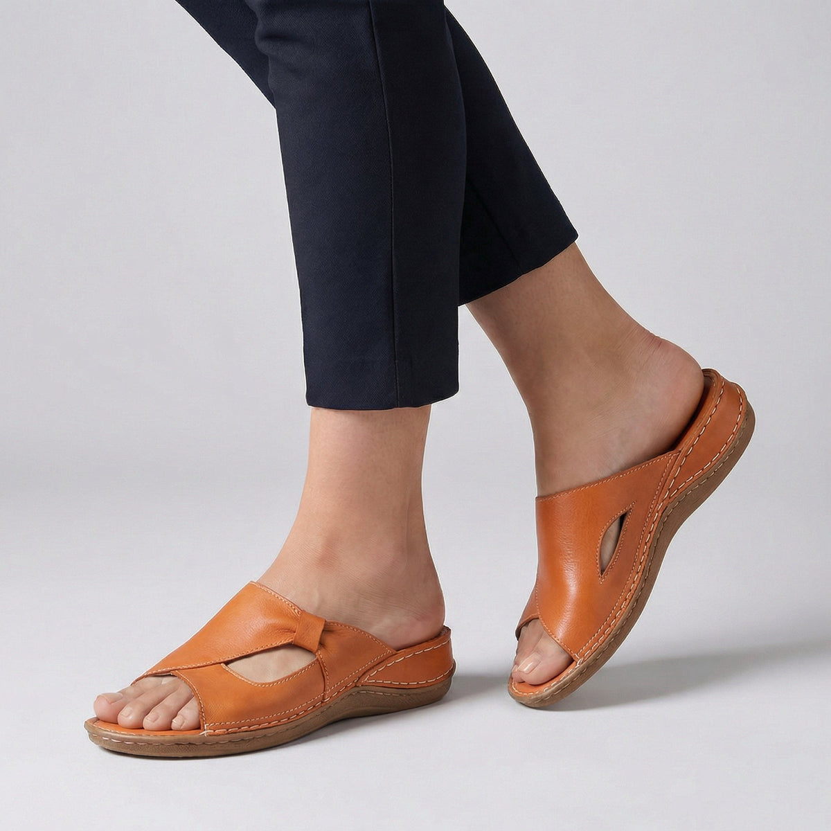 Laura | Ortopædiske Sandaler Åben Tå Slip-On Dame Læder