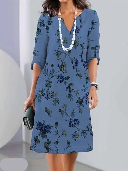 Maja | Plus Size Blomstret Kjole V-udskæring Tunika Stil