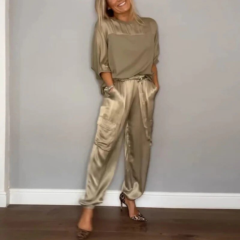 Anna | Plus Size Dameset Bukser Top Utility Lommer Løstsiddende