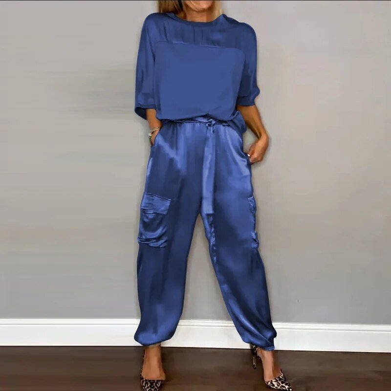 Anna | Plus Size Dameset Bukser Top Utility Lommer Løstsiddende