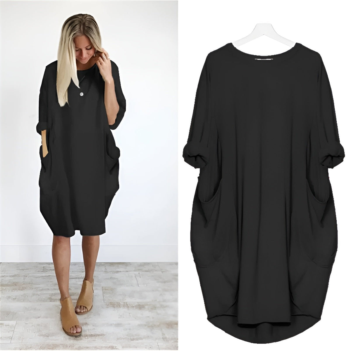 Astrid | Plus Size Kjole med Lommer Løs Pasform Elegant Stil
